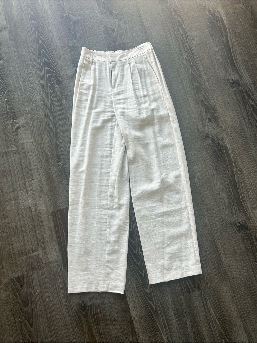 Cream Pleated Wide-Leg. a new day